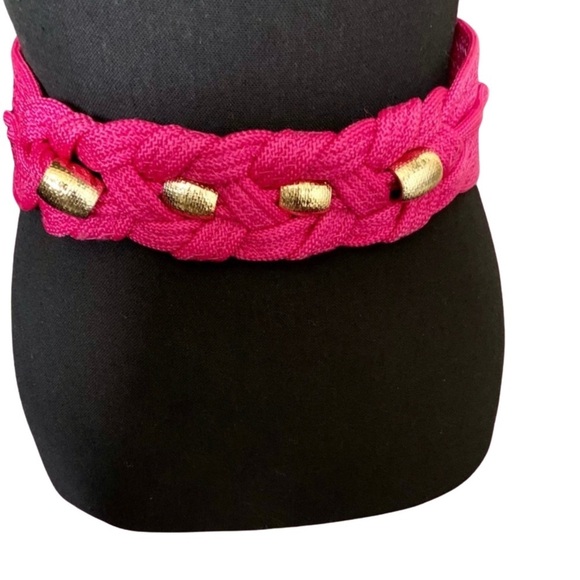 Braided Fuchsia Belt with Gold Beads Size S/M - Picture 1 of 2